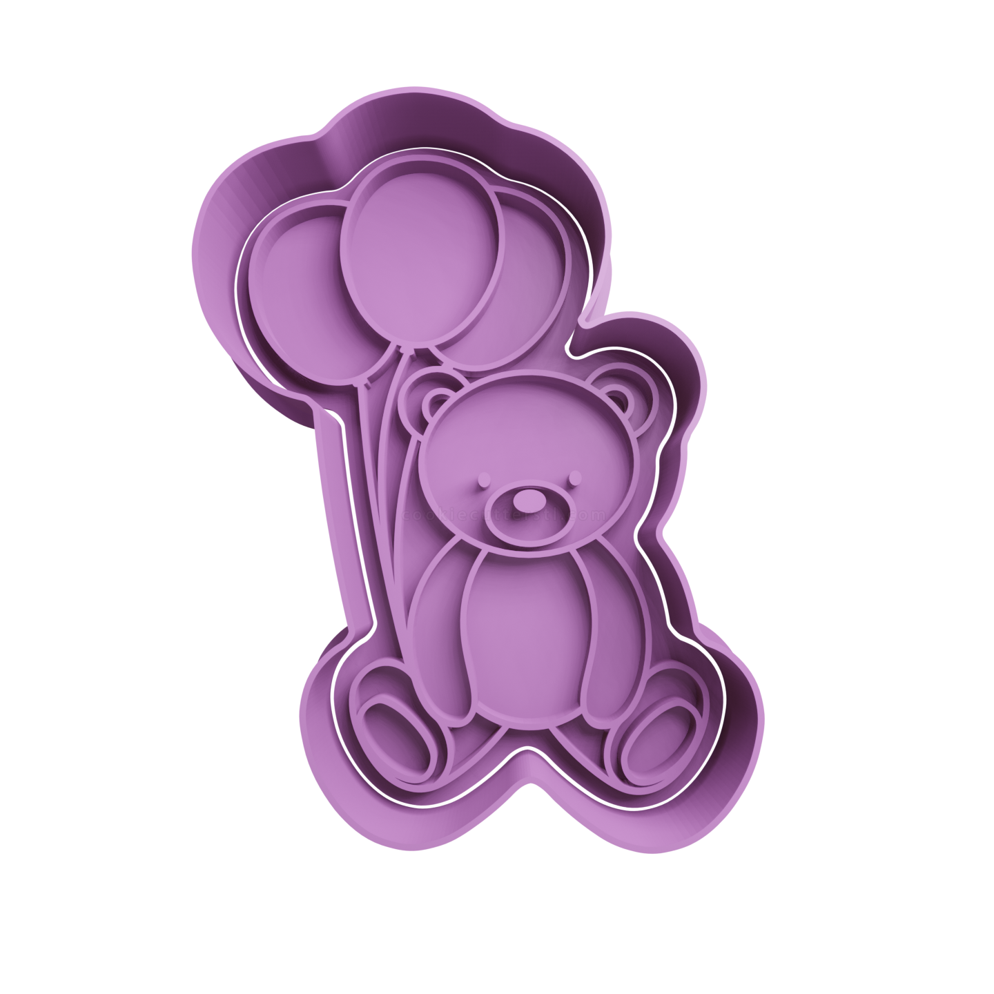 Teddy Bear with Heart Balloons Cookie Cutter